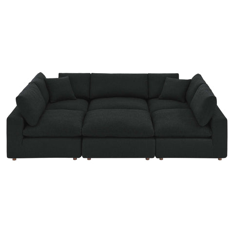Oakestry Luxury Inspired Commix Down Filled Overstuffed Boucle Fabric 6-Piece Sectional Sofa Comfortable Indoor Sectional Sofa for Living Room Apartment Lounge Reception Area Everyday Premium Styling