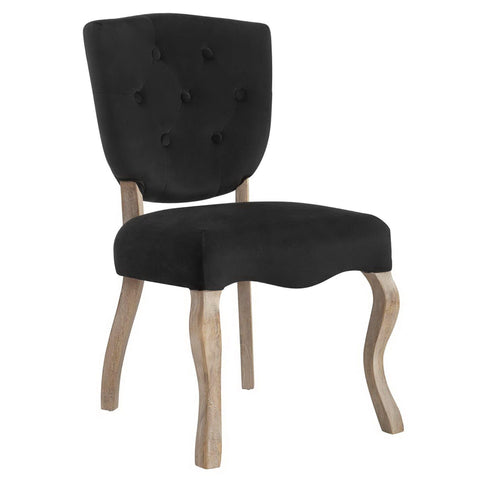 Oakestry Array Vintage French Performance Velvet Dining Side Chair Black Luxury Upholstered Accent Chair Tufted Back Solid Wood Frame Elegant Dining Living Room Furniture Seating