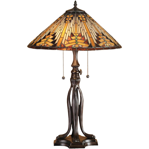Oakestry 31" H Nuevo Mission Table Lamp with Bone Beige & Moccasin Tan Stained Glass Shade