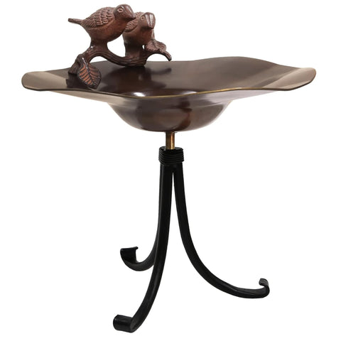 Oakestry Antiqued Birdbath with Birds Tripod Stand Decorative Outdoor Garden Water Bowl Classic Design Stable Base Durable Construction Outdoor Patio Garden Accent Weather Resistant Long Lasting
