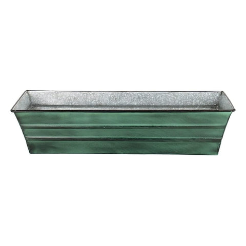 Oakestry Galvanized Steel Flower Box Planter Small Green Outdoor Window Balcony Garden Patio Rustic Metal Plant Container Weather Resistant Decorative Storage