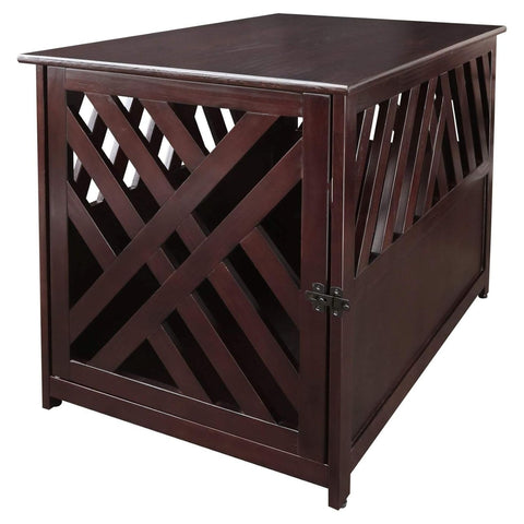 Modern Lattice Wooden Pet Crate End Table - Espresso - 602-24