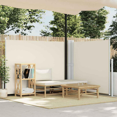 Oakestry Retractable Cream Side Awning Outdoor Privacy Screen Durable UV Resistant Polyester Fabric Automatic Roll-Back Shade Divider for Patio Garden Balcony