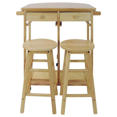 Breakfast Cart with Drop-Leaf Table-Natural