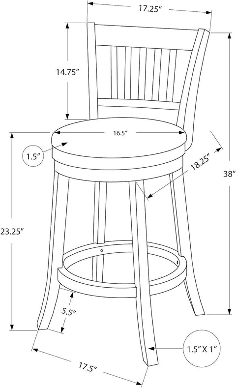 BARSTOOL - 2PCS / 39 inches H / WHITE / SWIVEL COUNTER HEIGHT