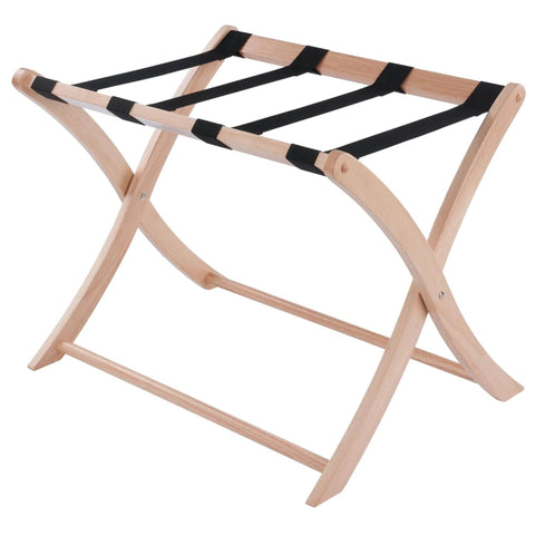 Oakestry Scarlett Folding Solid Wood Luggage Rack with Nylon Straps, Space-Saving Guest Room Suitcase Stand, Natural Finish