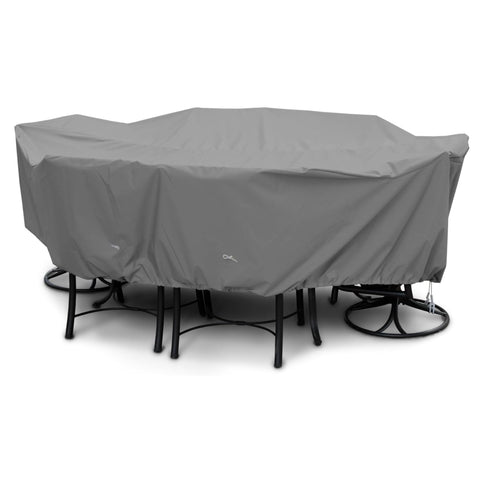 Oakestry Luxury Heavy Duty Table Cover Home Dining Setup IronWeave Fabric Oval/Rectangle Set - 112" x 88" x 36" Premium Durable Long Lasting Protection