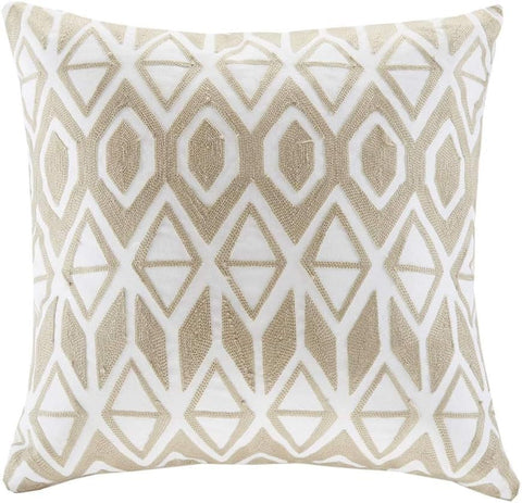 Modern Design Decorative Pillow Home Decor Hypoallergenic Sofa Standard Square 18" x 18", Anslee, Cotton Geometric Taupe