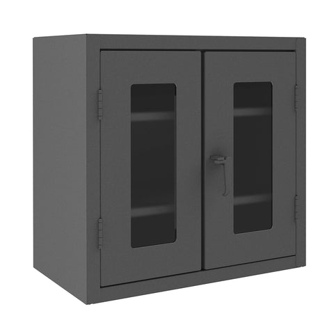 Oakestry Extra Heavy Duty Cabinet 36 x 24 x 36 in 12 Gauge Steel 2 Adjustable Shelves Clearview Lexan Panel Doors Pad Lock Handle Gray Cabinet