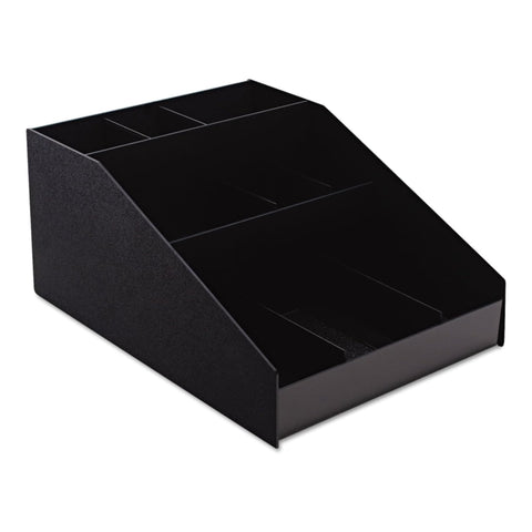 Oakestry Commercial Horizontal Condiment Organizer 9 Compartment Black Countertop Storage Rack Restaurant Bar Cafe Station