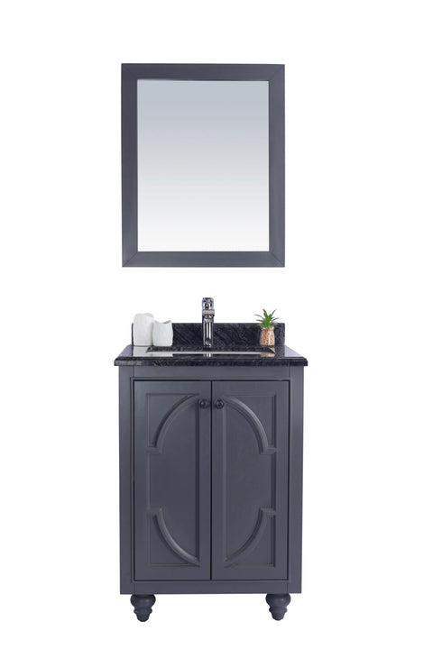 Oakestry Odyssey 24 Inch Maple Grey Bathroom Vanity Single Sink Black Wood Marble Countertop Freestanding Modern Storage Cabinet Soft Close Doors Compact Washroom Furniture