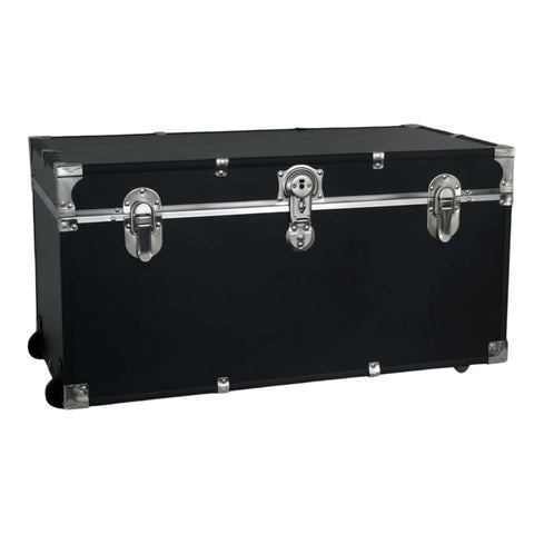 Oakestry Traveler 31-Inch Rolling Storage Trunk with Durable Wheels and Secure Lock Black Lightweight Box Travel Trunk