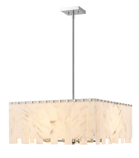 Oakestry 5-Light Chandelier Brushed Nickel Drum Pendant White Fabric Shade Modern Cage Ceiling Light for Dining Room Living Room Foyer