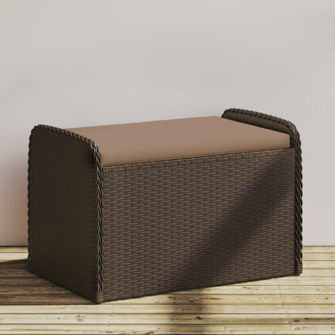 Oakestry Storage Bench with Cushion Brown 31 5 in x20 1 Poly Rattan Outdoor Patio Garden Seating Furniture Weather Resistant Durable Heavy Duty Modern Backyard Porch Deck Lawn