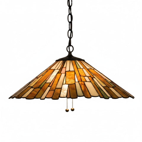 Oakestry Deco Jadestone Delta 3 Light Pendant Tiffany Style Lighting Fixture Stained Glass Decorative Indoor Lamp Vintage Classic Home Lighting Living Room Bedroom Office Decor