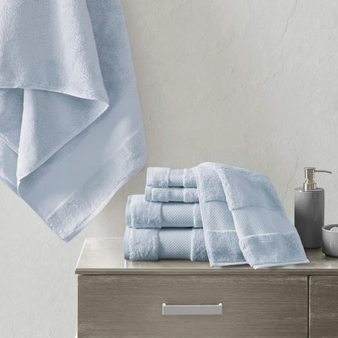 100 Cotton 6 Piece Bath Towel Set Light Blue