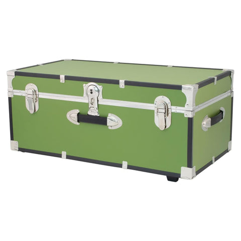 Oakestry Olive Grove Rolling Lockable Trunk Heavy Duty Metal Storage Chest Portable Secure Organizer With Reinforced Edges