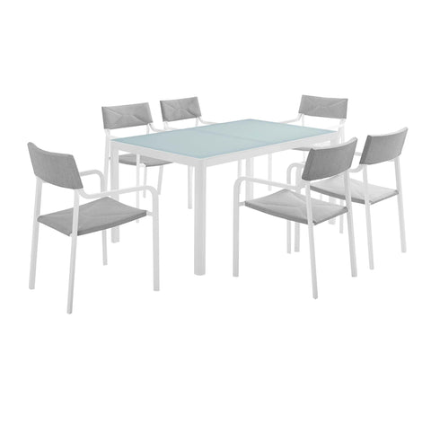 Oakestry Raleigh 7 Piece Outdoor Patio Aluminum Dining Set with Stackable Armchairs