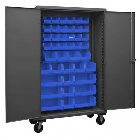Oakestry Industrial Metal Storage Cupboard Robust Versatile Mobile recessed Door bin Rolling Secure Closure Service Bay Utility