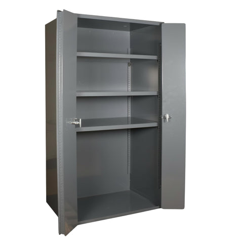 Oakestry 36 x 18 x 72 Space Saving Steel Storage Cabinet 14 Gauge with 3 Adjustable Shelves Bi Fold Locking Doors Gray