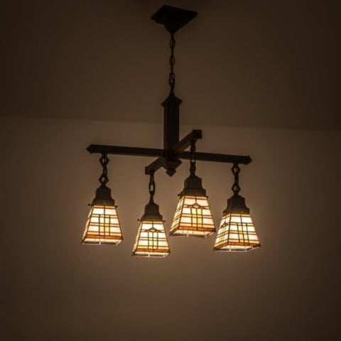 Oakestry 26 Inch Arrowhead Mission 4 Light Chandelier Rustic Farmhouse Ceiling Light Craftsman Pendant Fixture Bronze Finish for Dining Room Kitchen Island Living Room Entryway