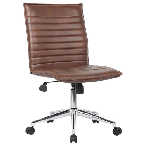 Boss Brown Vinyl Armless Hospitality Chair