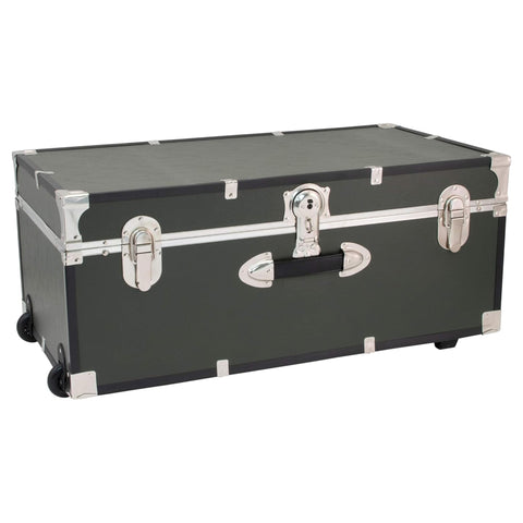 Oakestry Olive Rover Trunk Lockable Rolling Metal Storage Chest Heavy Duty Portable Secure Organizer With Smooth Mobility