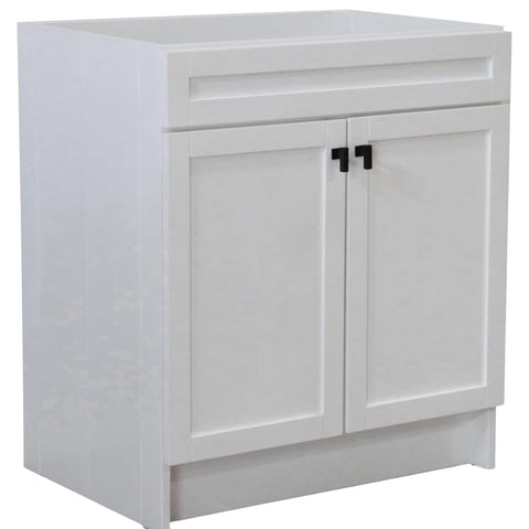 Oakestry 30" Single Sink Foldable Bathroom Vanity Cabinet, White Finish, Freestanding Solid Wood & Plywood Vanity with Soft-Close Shaker Doors and Adjustable Shelf
