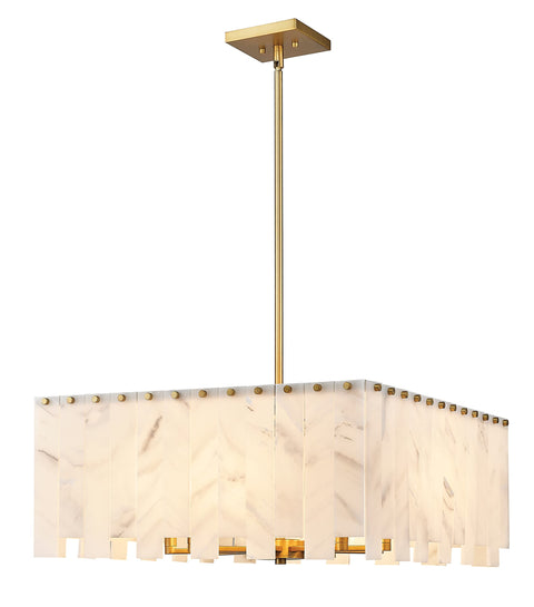 Oakestry 12-Light Chandelier Olde Brass Finish Square Frame Candle Style Modern Linear Ceiling Light for Dining Room Foyer Kitchen Living Room