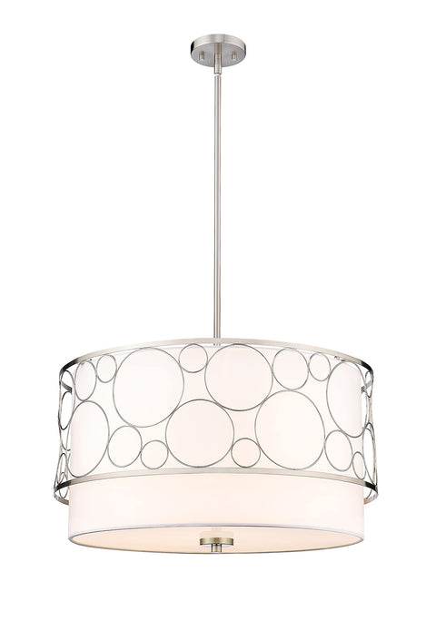 Oakestry 4 Light Chandelier Brushed Nickel Steel White Transitional, Modern, Mid-Century, Modern Ceiling Lighting Fixture for Bedroom Dining Room Dinette Foyer Hallway Kids Room Kitchen Kitchenette