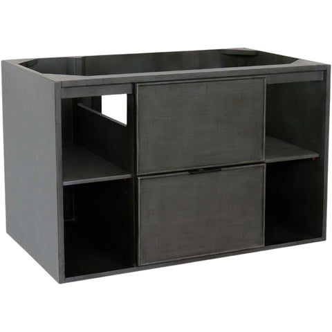 Oakestry 36" Bathroom Vanity Cabinet Only, Linen Gray Finish, Solid Wood Wall Mount Vanity Base with Soft-Close Hinges, No Top Included
