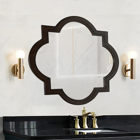Oakestry Wood Framed Designer Mirror Wall Mounted Decorative Vanity Mirror Modern Elegant Design for Bathroom Bedroom Living Room Durable Wooden Frame Clear Reflection Easy Installation