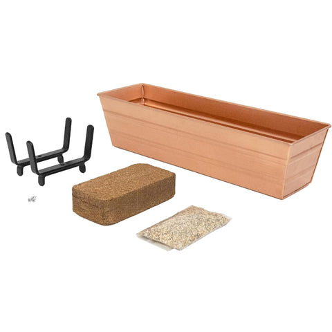 Oakestry Garden Growing Kit Small Copper Planter with 2x4 Railing Brackets Self Watering Balcony Garden Box Easy Install Secure Rail Mount Durable Outdoor Use