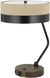 Oakestry 60W X 2 Parson Metal/Wood Desk Lamp with Metal/Fabric Shade with 2 USB Ports (BO-2758DK-BK)