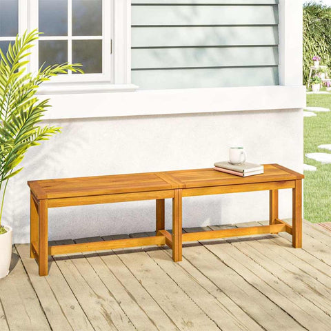 Oakestry Patio Bench 59 1 in x13 8 x17 7 Solid Wood Acacia Outdoor Garden Seating Furniture Weather Resistant Durable Heavy Duty Modern Backyard Porch Deck Lawn