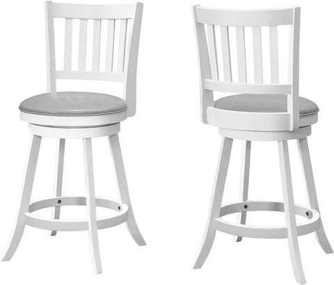 BARSTOOL - 2PCS / 39 inches H / WHITE / SWIVEL COUNTER HEIGHT