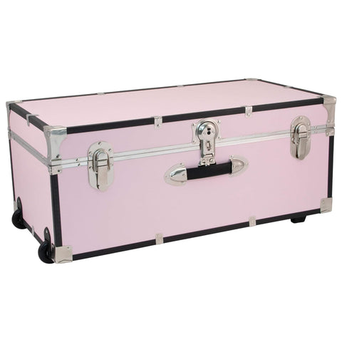 Oakestry Rover Inspired Blush Trunk Lockable Rolling Metal Storage Chest Heavy Duty Portable Secure Organizer With Rugged Finish