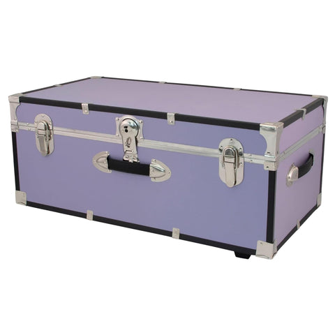 Oakestry Rolling Lockable Storage Trunk Lilac Metal Chest Heavy Duty Portable Secure Organizer With Reinforced Corners