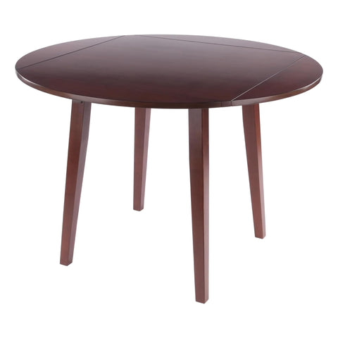 Oakestry Dawson Round Dining Table Drop Leaf Walnut Finish Space Saving Compact Kitchen Furniture Modern Home Dining Room Small Apartment Expandable Breakfast Nook Wooden Top Sturdy Base Easy Assembly