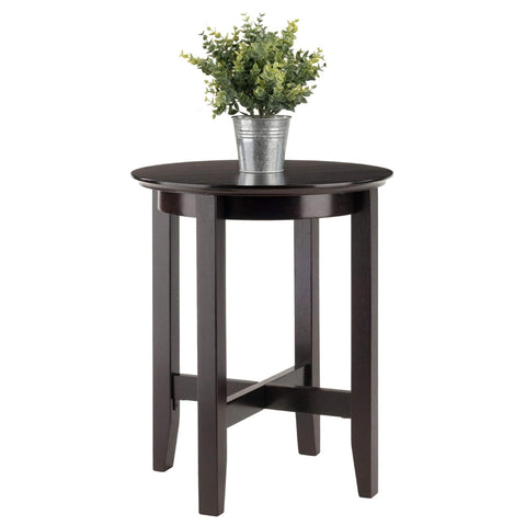Oakestry Toby Round Accent End Table – Solid Wood Side Table with Shaker Legs, Dark Espresso Finish, 18" Compact Design for Living Room or Bedroom