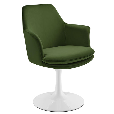 Oakestry Lippa Swivel Dining Armchair Performance Velvet Upholstered Accent Chair 360 Degree Rotation Pedestal Base Cushioned Modern Seating Living Room Dining Furniture