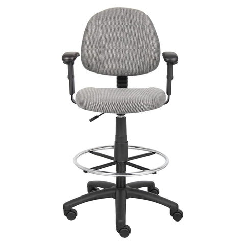 Boss Drafting Stool (B315-Gy) W/Footring And Adjustable Arms