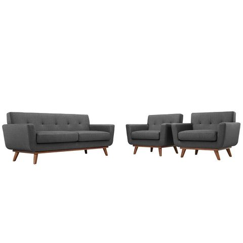 Oakestry Luxury Inspired Engage Armchairs and Loveseat Set of 3 Comfortable Indoor Loveseat for Living Room Apartment Lounge Reception Area Premium Daily Styling