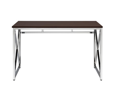 Oakestry Madison Medium Dark Wenge Office Desk Chrome Frame Modern Home Workspace Study Table Wooden Writing Furniture Contemporary Interior Decor