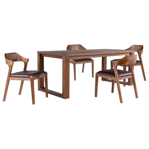 Rasmus 5pc Dining Set, Table + 4 Side Chairs  [Chestnut Wire-Brush]