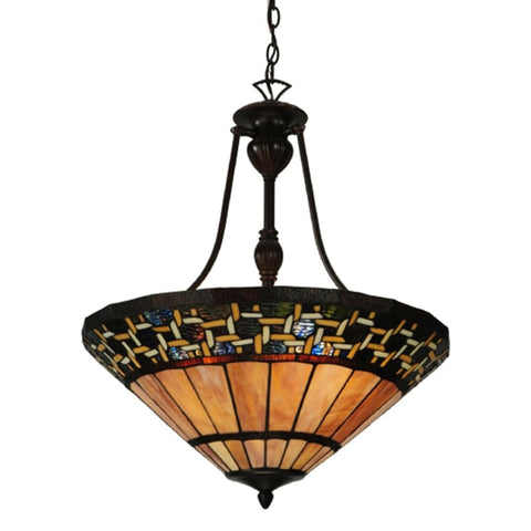 Oakestry Tiffany 125115 Ilona Inverted Pendant Light Fixture 20 Width Tiffany Style Lighting Fixture Stained Glass Decorative Indoor Lamp Vintage Classic Home Lighting Living