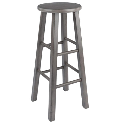 Oakestry Ivy Square Leg 29" Bar Stool, Rustic Oyster Gray Solid Wood Farmhouse Bar-Height Seating, Fully Assembled