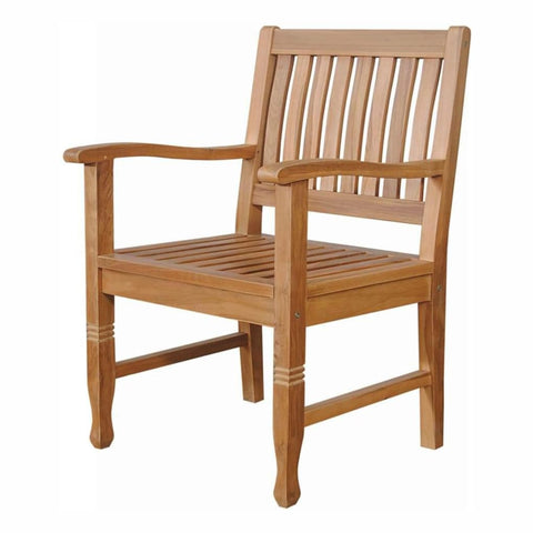 Oakestry Rockford Teak Dining Armchair Natural Solid Teak Patio Chair with Armrests, Weather-Resistant Outdoor Seating for Patio, Garden, Lawn, Deck & Poolside, Durable & Stylish