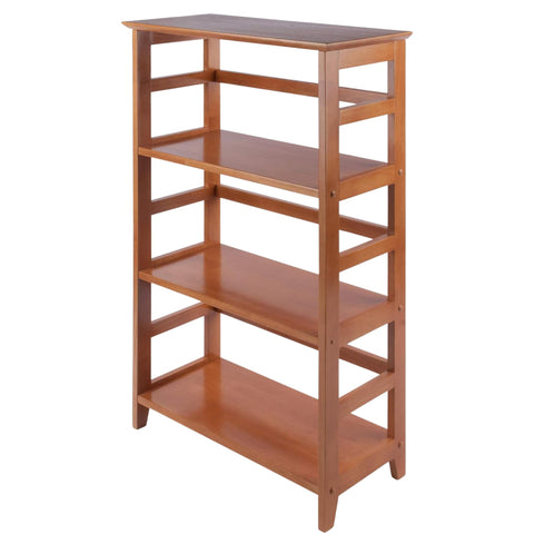 Oakestry Studio Home Office 3-Section Wooden Bookshelf with Open Shelves, Honey Pine Finish
