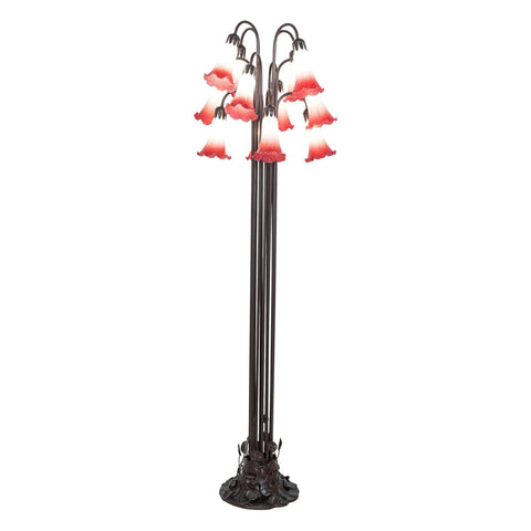 Oakestry 63 Inch High Pink Tiffany Pond Lily 12 Light Floor Lamp Elegant Floor Lamp Stained Glass Lighting Decorative Home Living Room Bedroom Office Vintage Style Durable Build Ambient Light